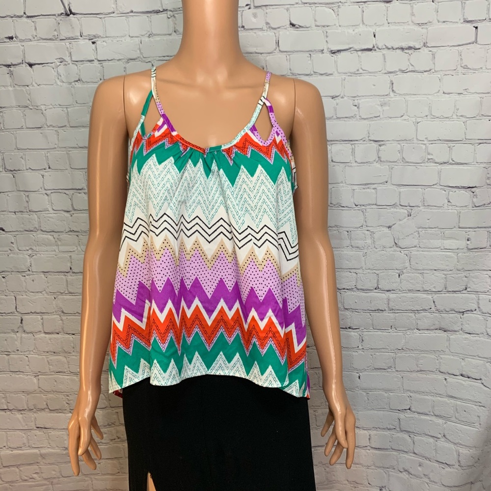 Nordstrom Lush Spaghetti Strap Colorful Top size small boho
